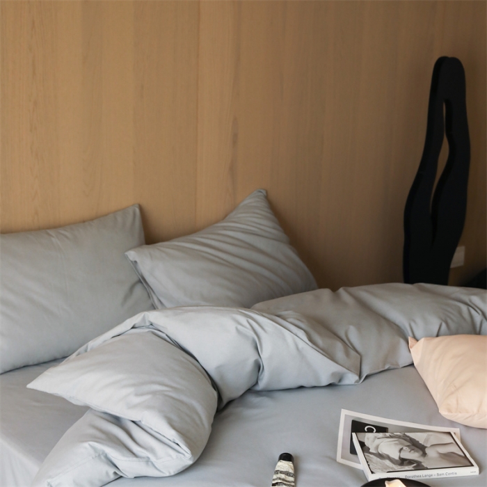 91家纺网 家纺一手货源 找家纺 旷野 2023新款纯色磨毛四件套 西风灰