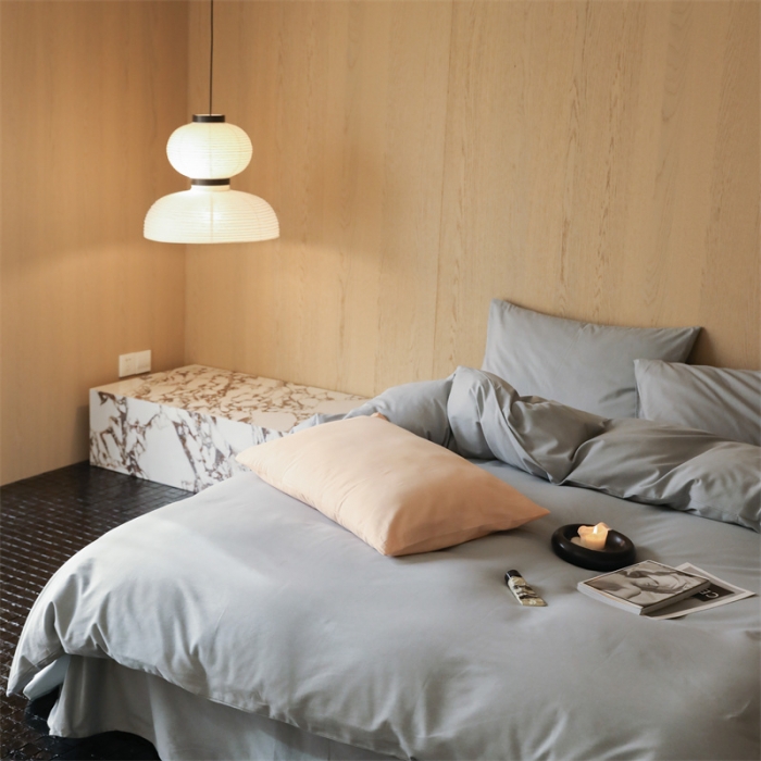 91家纺网 家纺一手货源 找家纺 旷野 2023新款纯色磨毛四件套 西风灰