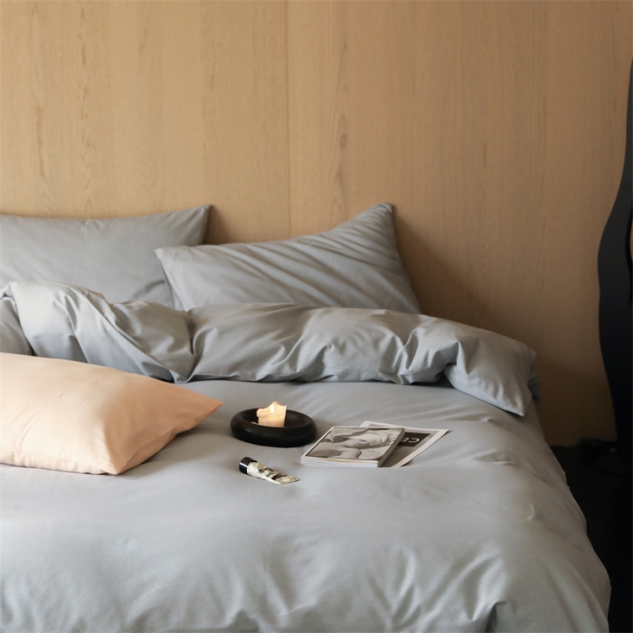 91家纺网 家纺一手货源 找家纺 旷野 2023新款纯色磨毛四件套 西风灰