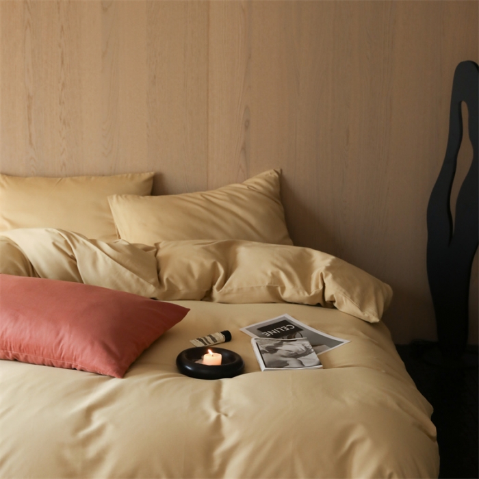 91家纺网 家纺一手货源 找家纺 旷野 2023新款纯色磨毛四件套 香槟金