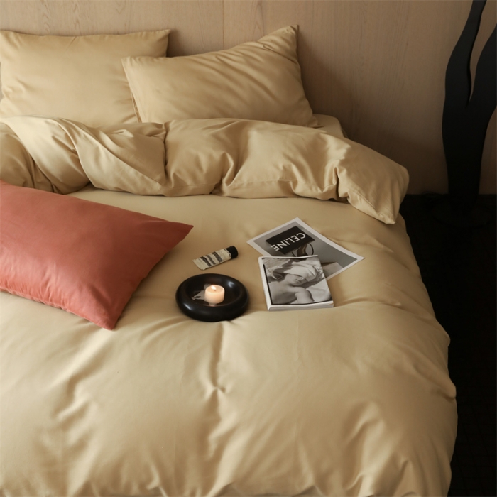 91家纺网 家纺一手货源 找家纺 旷野 2023新款纯色磨毛四件套 香槟金