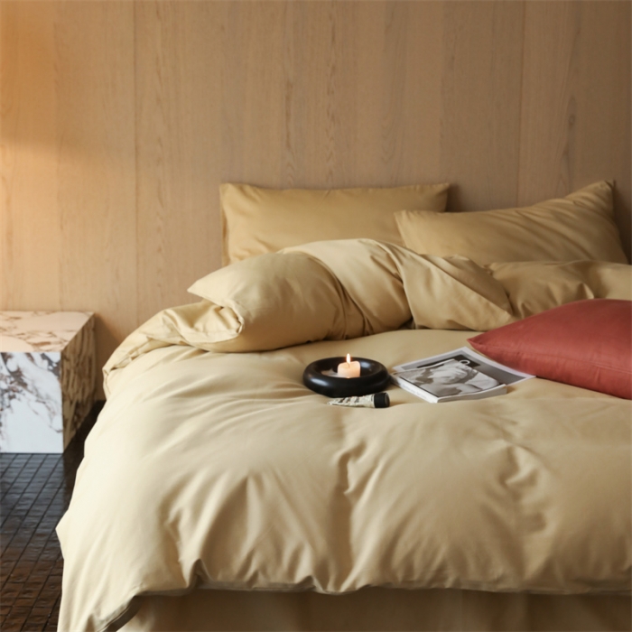 91家纺网 家纺一手货源 找家纺 旷野 2023新款纯色磨毛四件套 香槟金