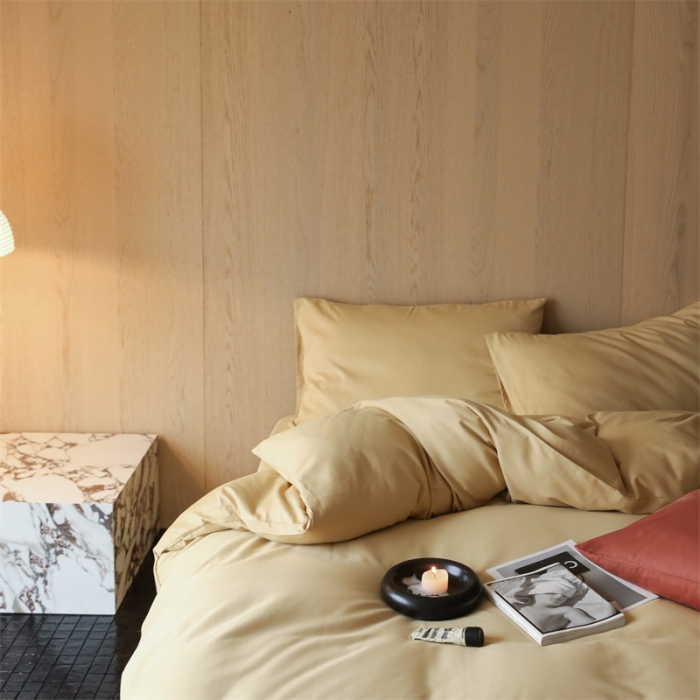 91家纺网 家纺一手货源 找家纺 旷野 2023新款纯色磨毛四件套 香槟金