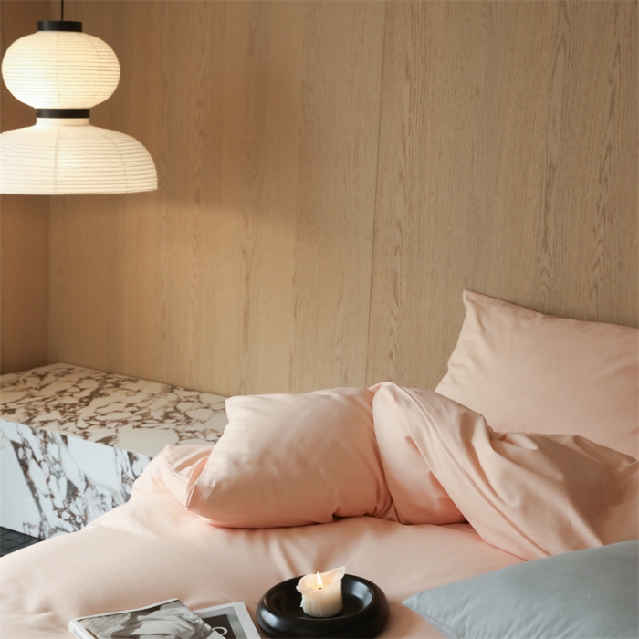 91家纺网 家纺一手货源 找家纺 旷野 2023新款纯色磨毛四件套 杏粉色