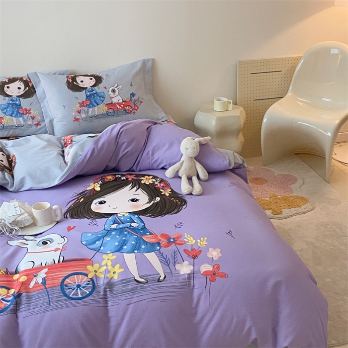 91家纺网 家纺一手货源 找家纺 旷野 2023新款全棉磨毛卡通四件套 欢乐一夏