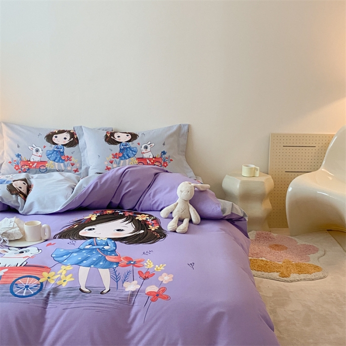 91家纺网 家纺一手货源 找家纺 旷野 2023新款全棉磨毛卡通四件套 欢乐一夏