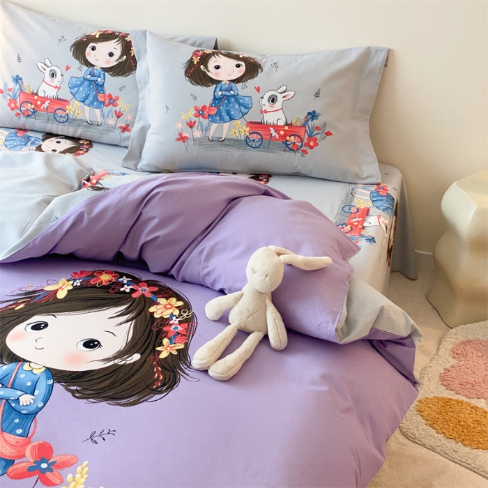 91家纺网 家纺一手货源 找家纺 旷野 2023新款全棉磨毛卡通四件套 欢乐一夏