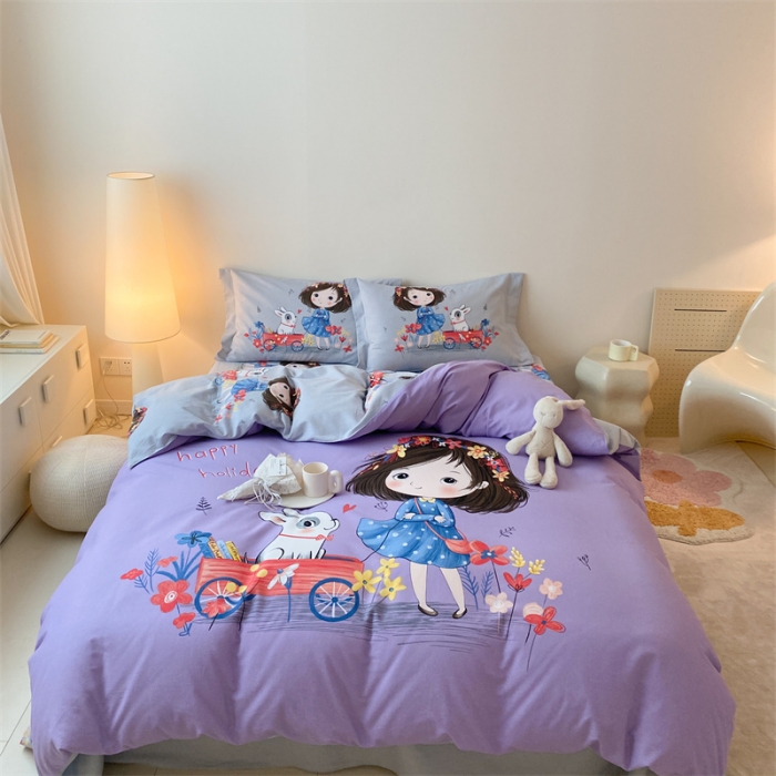 91家纺网 家纺一手货源 找家纺 旷野 2023新款全棉磨毛卡通四件套 欢乐一夏