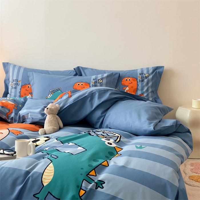 91家纺网 家纺一手货源 找家纺 旷野 2023新款全棉磨毛卡通四件套 恐龙联盟