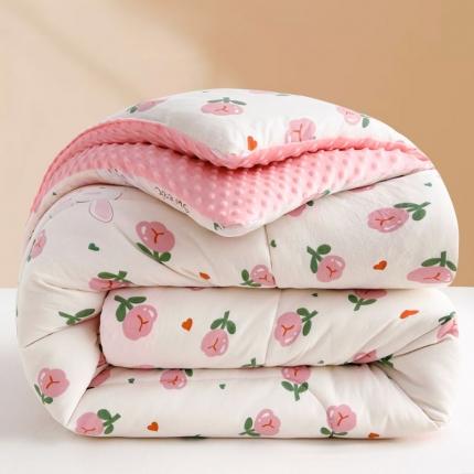 中国龙家纺 2023新款A类水洗棉豆豆绒加厚冬被 曼塔玫瑰