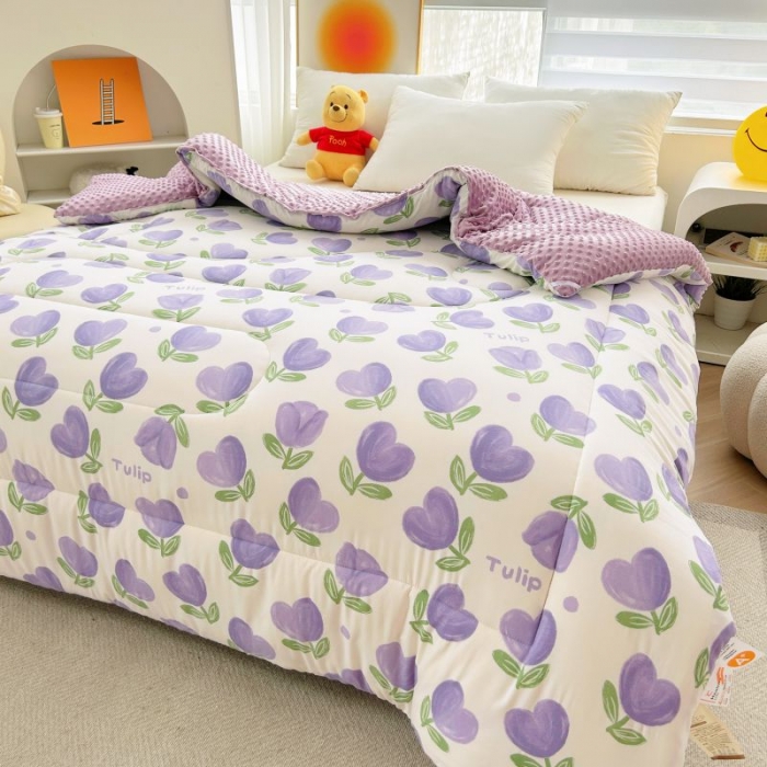 91家纺网 家纺一手货源 找家纺 中国龙家纺 2023新款A类水洗棉豆豆绒加厚冬被 南岛小镇