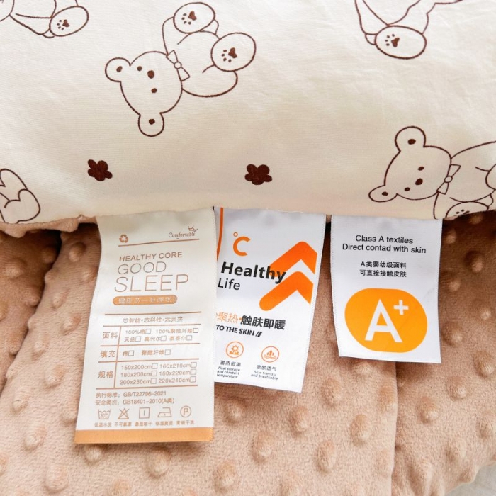 91家纺网 家纺一手货源 找家纺 中国龙家纺 2023新款A类水洗棉豆豆绒加厚冬被 小熊院长