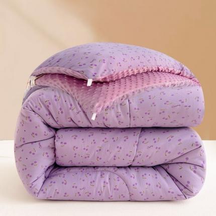 中国龙家纺 2023新款A类水洗棉豆豆绒加厚冬被 遇见 紫