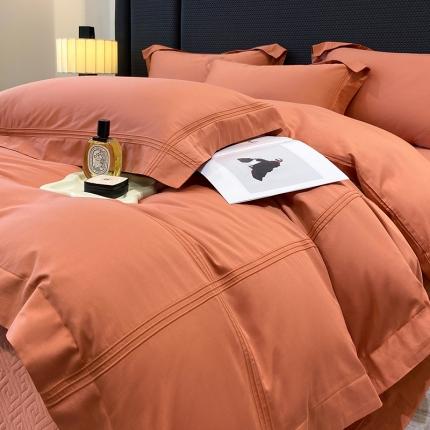 91家纺网 家纺一手货源 找家纺 塔塔家居 2025新款60长绒棉床盖四件套 赠送包装 爱马橙