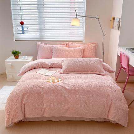 91家纺网 家纺一手货源 找家纺 N先生 2024秋冬新款320克9斤重兔毛四件套-娜美系列 娜美-粉