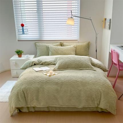 91家纺网 家纺一手货源 找家纺 N先生 2024秋冬新款320克9斤重兔毛四件套-娜美系列 娜美-绿