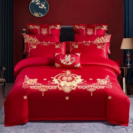 91家纺网 家纺一手货源 找家纺 振翼 2025新款40s全棉丝光喷气婚庆四件套多件套 浪漫宣言