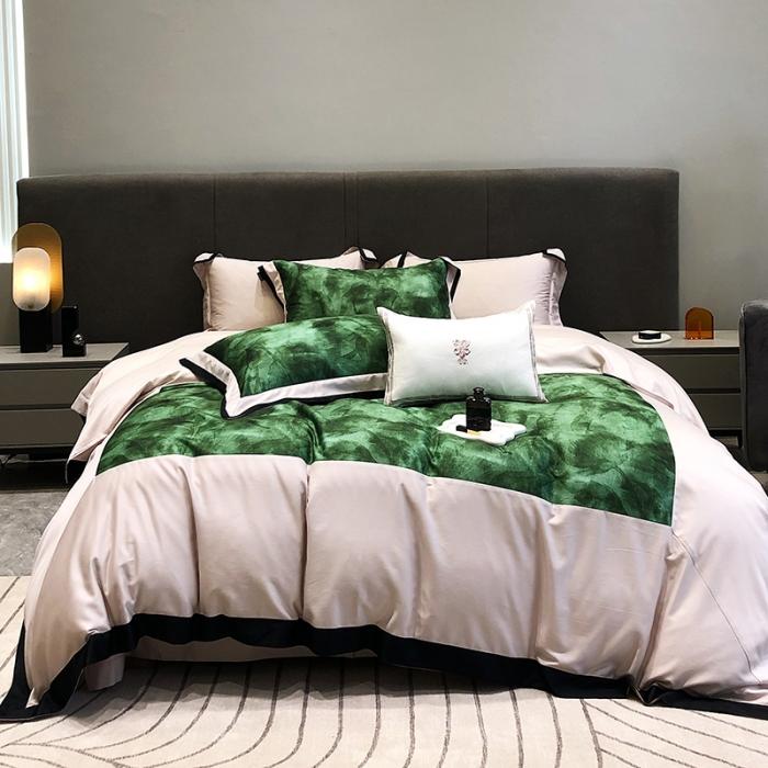 91家纺网 家纺一手货源 找家纺 黑白森林秋冬新品 天丝棉磨毛拼角四件套天丝全棉-费朗斯