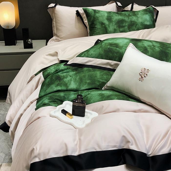 91家纺网 家纺一手货源 找家纺 黑白森林秋冬新品 天丝棉磨毛拼角四件套天丝全棉-费朗斯