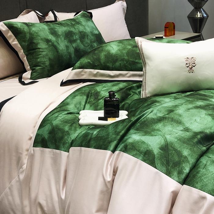 91家纺网 家纺一手货源 找家纺 黑白森林秋冬新品 天丝棉磨毛拼角四件套天丝全棉-费朗斯