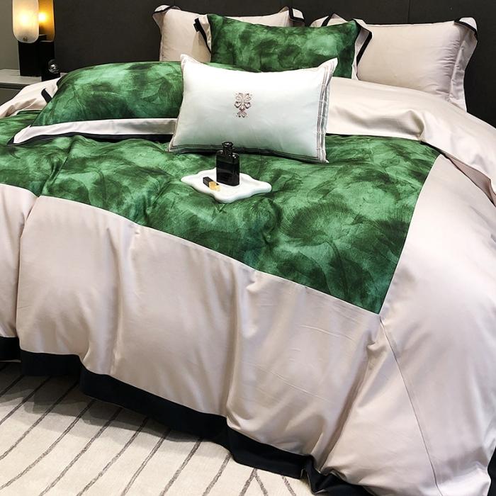 91家纺网 家纺一手货源 找家纺 黑白森林秋冬新品 天丝棉磨毛拼角四件套天丝全棉-费朗斯