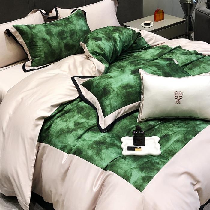 91家纺网 家纺一手货源 找家纺 黑白森林秋冬新品 天丝棉磨毛拼角四件套天丝全棉-费朗斯