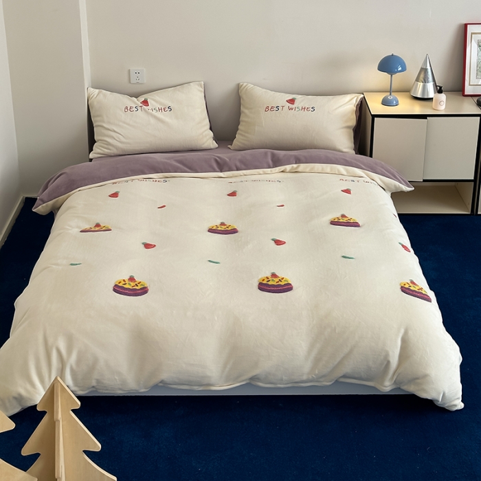 91家纺网 家纺一手货源 找家纺 时年家纺 2023新款高克重牛奶绒立体毛巾绣四件套 充值会员优惠5元 礼物