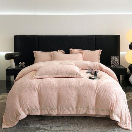 91家纺网 家纺一手货源 找家纺 总若未家居260克全消光牛奶绒保暖套件黑金宽织带款黑金系列-法式郁金香