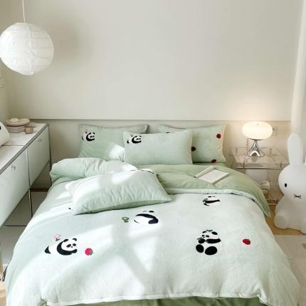 91家纺网 家纺一手货源 找家纺 总 眠屿家纺 2023新款加厚高克重牛奶绒单边四件套