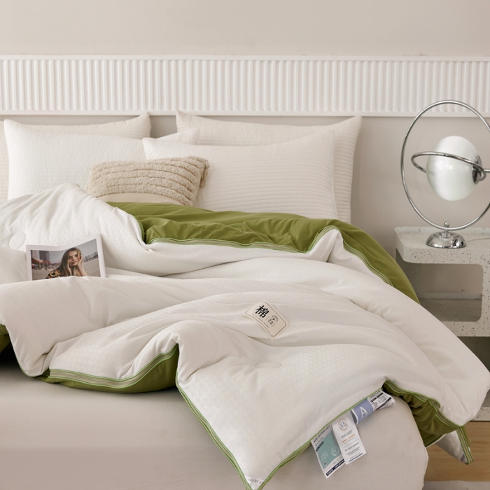 91家纺网 家纺一手货源 找家纺 总好宜2025新款原棉双拼提花大豆被二合一拉链款子母被春秋冬被子夏被学生宿舍被褥