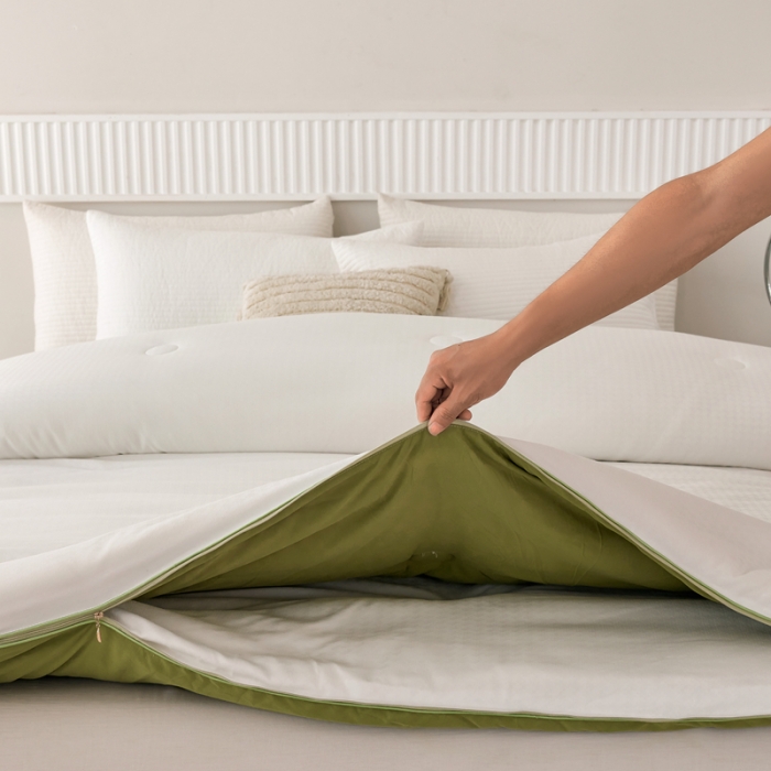 91家纺网 家纺一手货源 找家纺 总好宜2025新款原棉双拼提花大豆被二合一拉链款子母被春秋冬被子夏被学生宿舍被褥