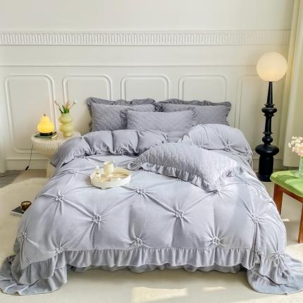 91家纺网 家纺一手货源 找家纺 （总）上喜 热卖牛奶绒珍珠床盖款三件套四件套