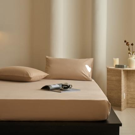 鹿班家居 2023新款100s全棉磨毛单品床笠 古巴咖