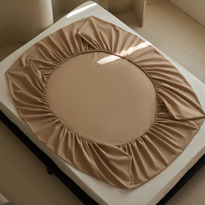 91家纺网 家纺一手货源 找家纺 鹿班家居 2023新款100s全棉磨毛单品床笠 古巴咖