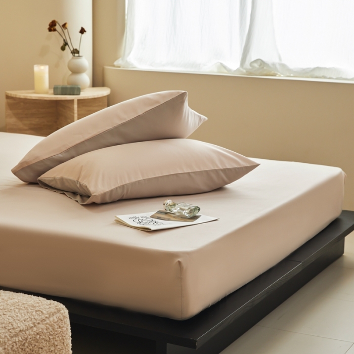 91家纺网 家纺一手货源 找家纺 鹿班家居 2023新款100s全棉磨毛单品床笠 浪漫粉