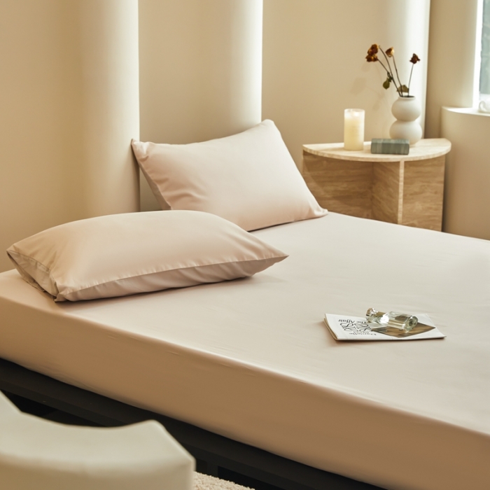 91家纺网 家纺一手货源 找家纺 鹿班家居 2023新款100s全棉磨毛单品床笠 浪漫粉