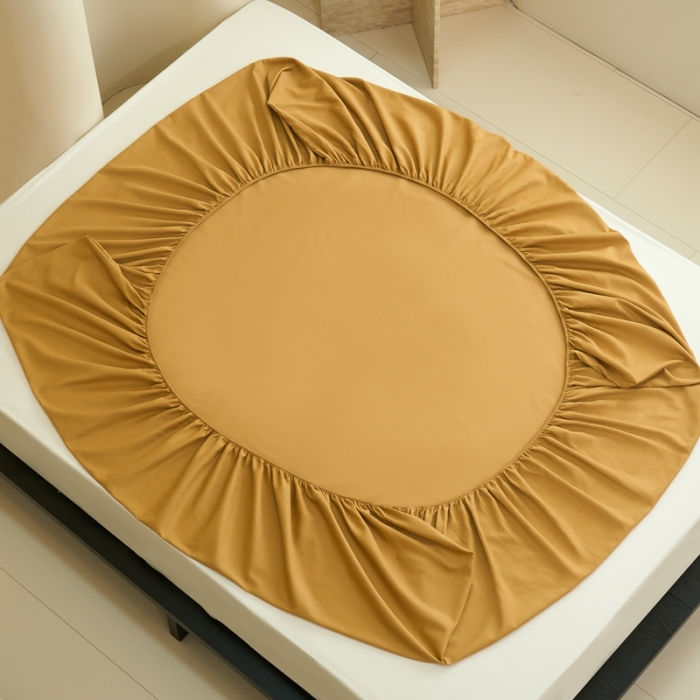 91家纺网 家纺一手货源 找家纺 鹿班家居 2023新款100s全棉磨毛单品床笠 南瓜色