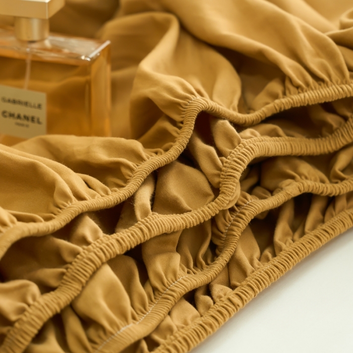 91家纺网 家纺一手货源 找家纺 鹿班家居 2023新款100s全棉磨毛单品床笠 南瓜色