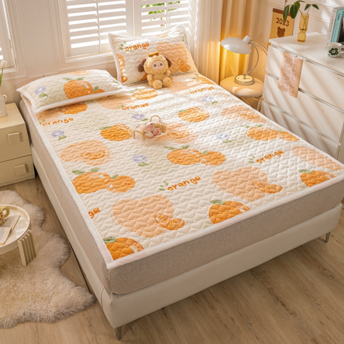 91家纺网 家纺一手货源 找家纺 米柳家纺 2023新款牛奶绒床垫床护垫薄款秋冬保暖床垫床褥子 大桔大利