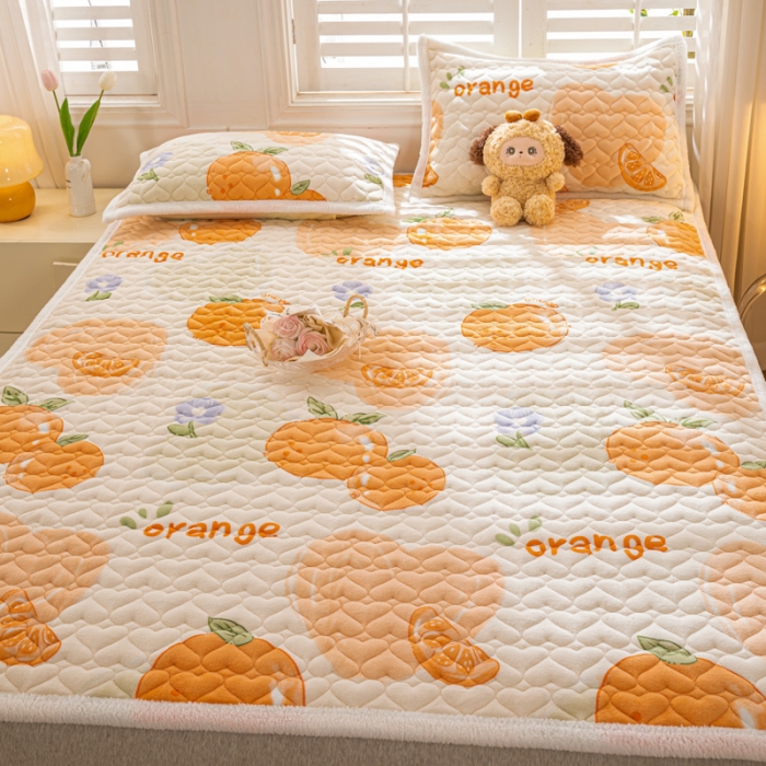 91家纺网 家纺一手货源 找家纺 米柳家纺 2023新款牛奶绒床垫床护垫薄款秋冬保暖床垫床褥子 大桔大利