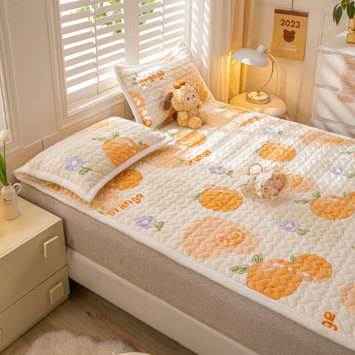 91家纺网 家纺一手货源 找家纺 米柳家纺 2023新款牛奶绒床垫床护垫薄款秋冬保暖床垫床褥子 大桔大利