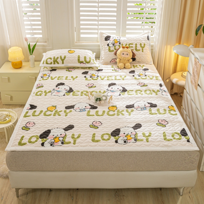 91家纺网 家纺一手货源 找家纺 米柳家纺 2023新款牛奶绒床垫床护垫薄款秋冬保暖床垫床褥子 欢乐狗狗