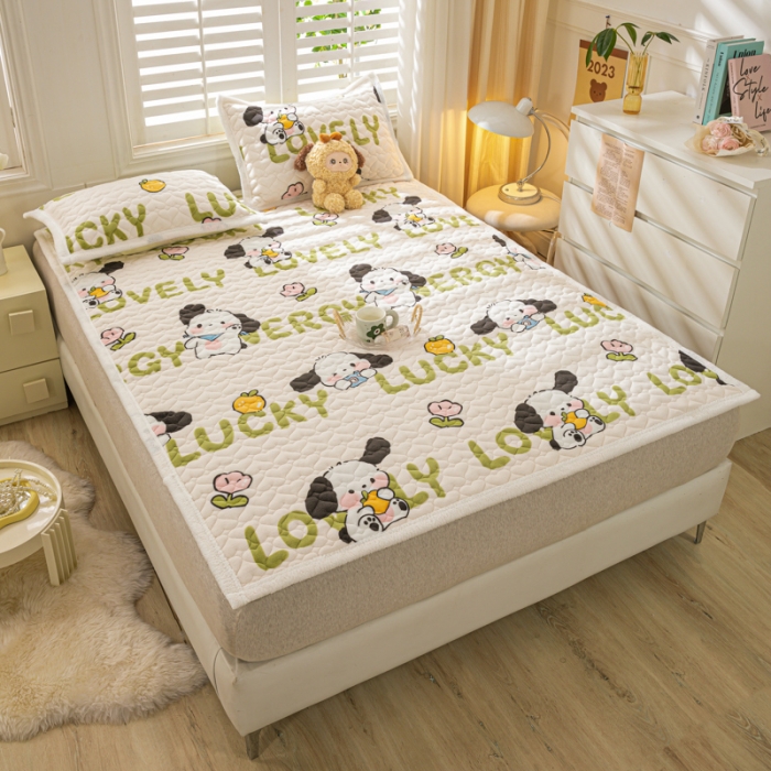 91家纺网 家纺一手货源 找家纺 米柳家纺 2023新款牛奶绒床垫床护垫薄款秋冬保暖床垫床褥子 欢乐狗狗