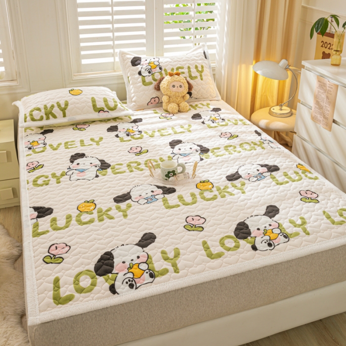 91家纺网 家纺一手货源 找家纺 米柳家纺 2023新款牛奶绒床垫床护垫薄款秋冬保暖床垫床褥子 欢乐狗狗