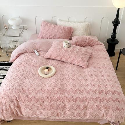 91家纺网 家纺一手货源 找家纺 总 昔可家纺 2023新款ins风纯色兔兔绒兔毛四件套