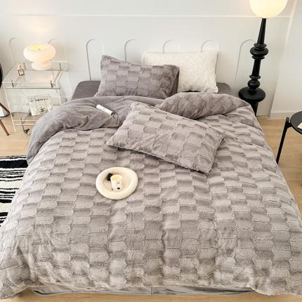 91家纺网 家纺一手货源 找家纺 总 昔可家纺 2023新款ins风纯色兔兔绒兔毛四件套