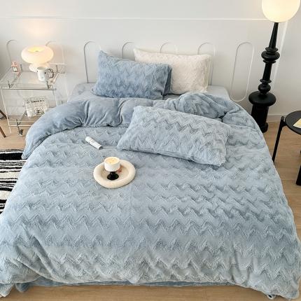 91家纺网 家纺一手货源 找家纺 总 昔可家纺 2023新款ins风纯色兔兔绒兔毛四件套