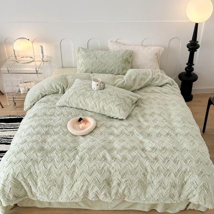 91家纺网 家纺一手货源 找家纺 总 昔可家纺 2023新款ins风纯色兔兔绒兔毛四件套