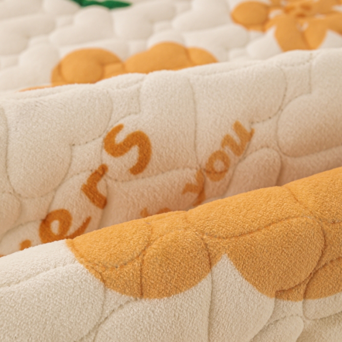 91家纺网 家纺一手货源 找家纺 米柳家纺 2023新款牛奶绒床垫床护垫薄款秋冬保暖床垫床褥子 向阳花