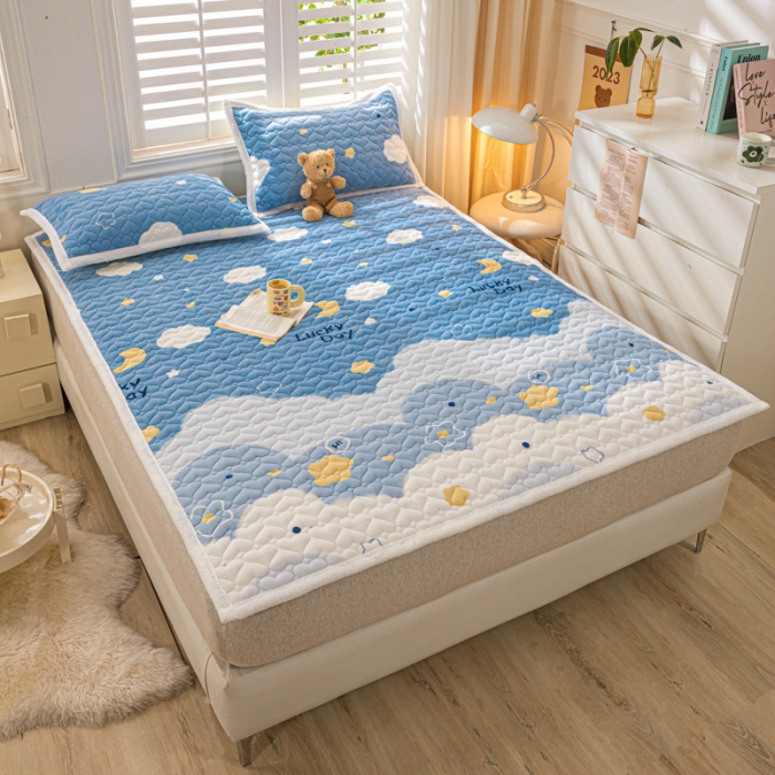 91家纺网 家纺一手货源 找家纺 米柳家纺 2023新款牛奶绒床垫床护垫薄款秋冬保暖床垫床褥子 星空